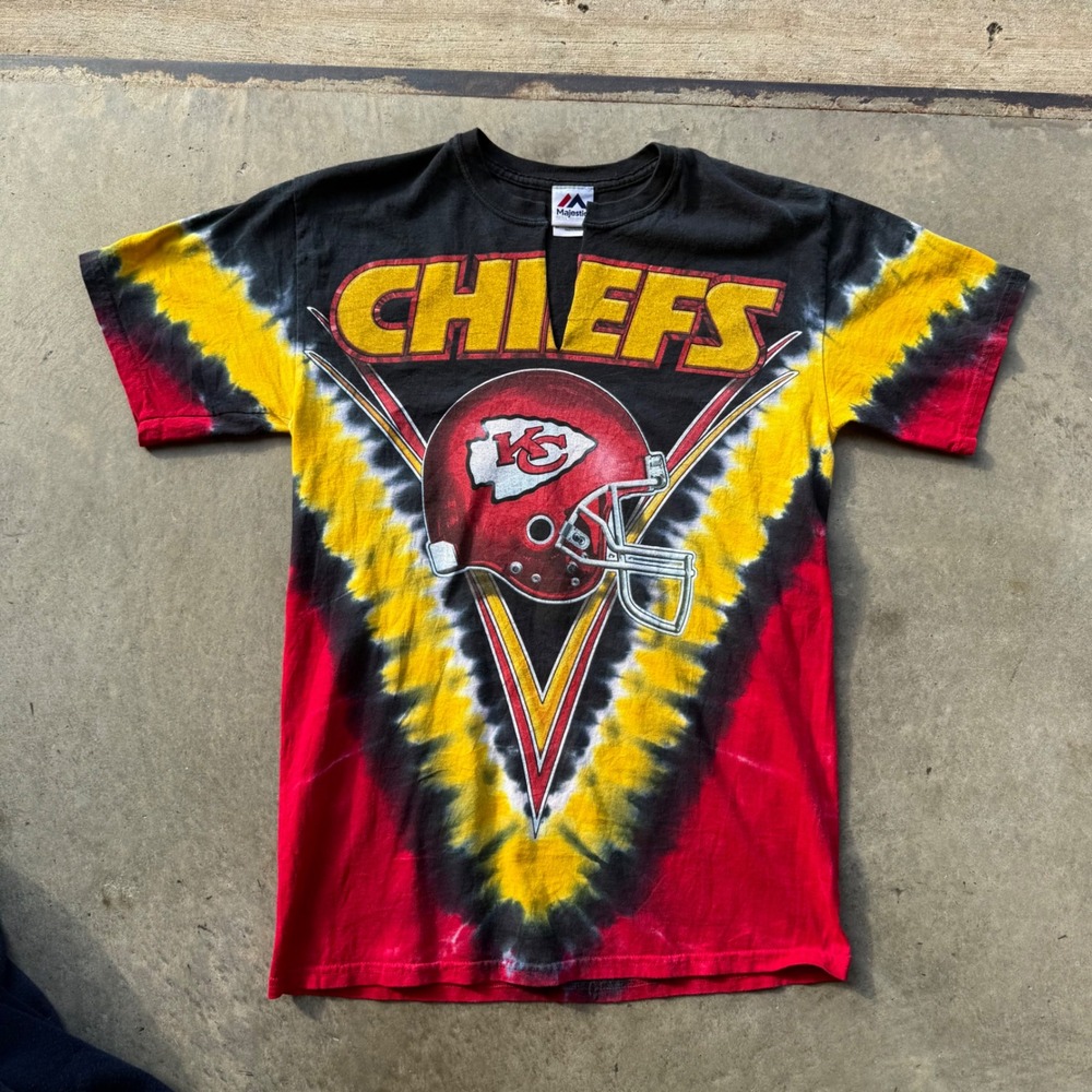 Vintage Majestic Kansas City Chiefs Tie Dye Graphic T-Shirt Mens Medium NFL